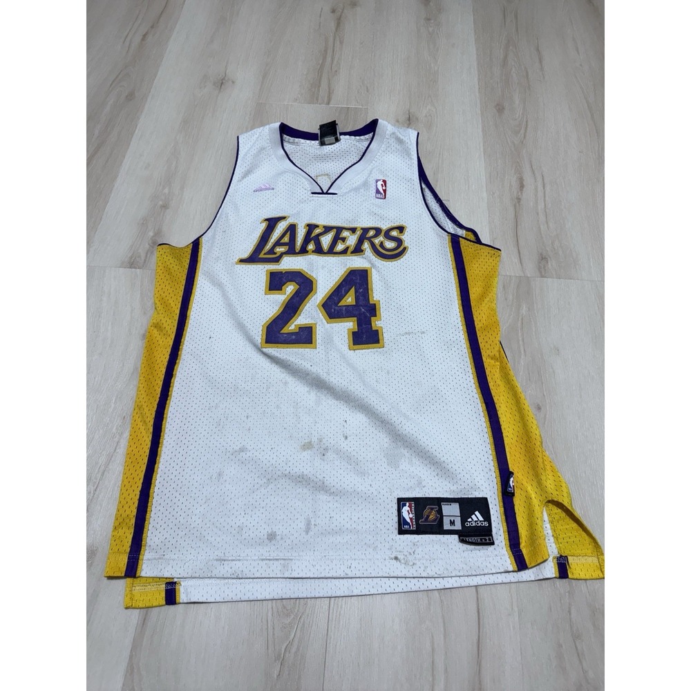 Adidas Kobe Bryant Jersey Men's Medium White Swingman Lakers #24 Length +2
